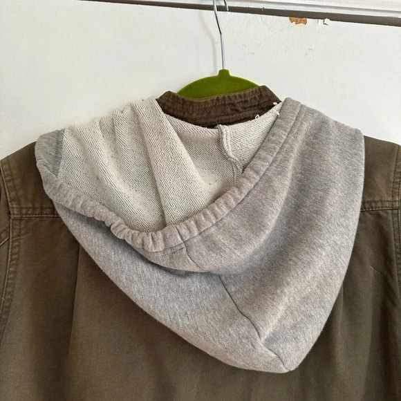 Legendary Good Mens Small Hooded Olive Green Military Style Jacket Snap closure - Picture 12 of 16